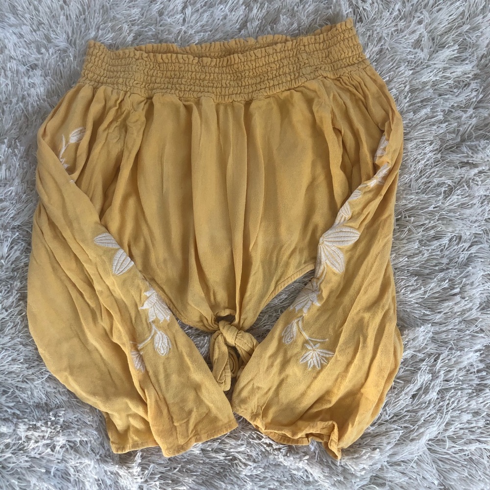 Yellow Off The Shoulder Crop Top
